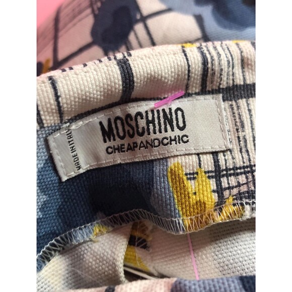 Y2K. MOSCHINO CHEAP and CHIC Watercolor Floral Grid Print Trousers. Medium AS IS - Picture 9 of 9